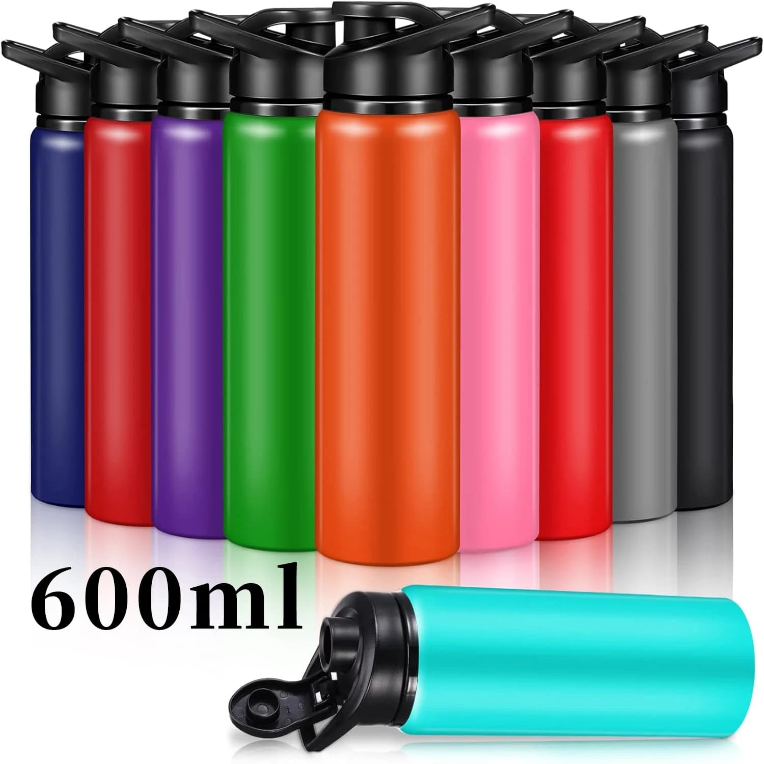 Botella deportiva grande de acero inoxidable de 600ml, diseño a prueba de fugas, bicicleta, ciclismo, Camping, viajes al aire libre, matraz de agua