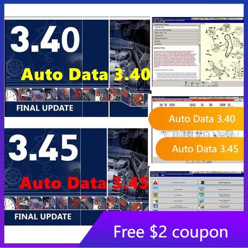 2025 Venta caliente datos automáticos 3,45 diagramas de cableado instalación de datos vídeo AutoData 3,40 CD en varios idiomas unidad USB Software