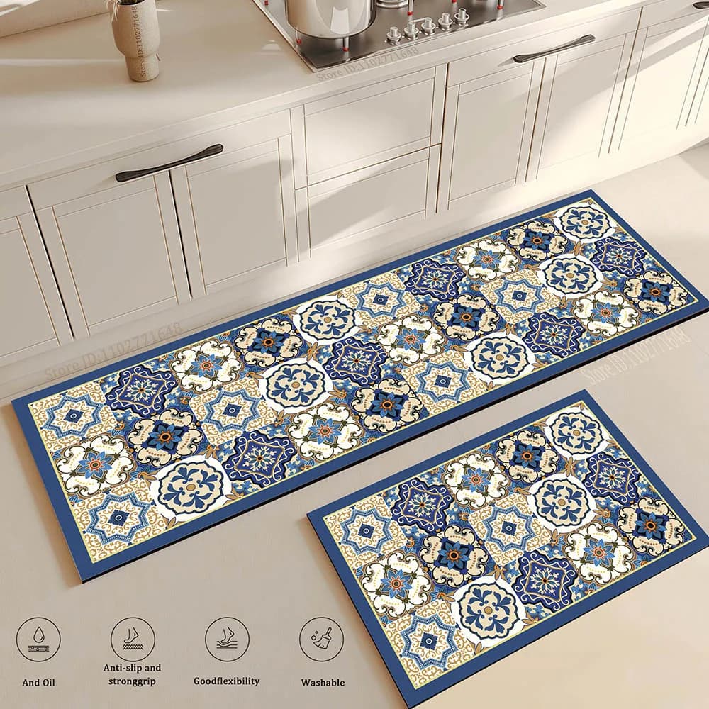 Mesita de noche, sala de estar, sala de estudio, cocina, entrada de patio, alfombra absorbente de estilo étnico, alfombra antideslizante de