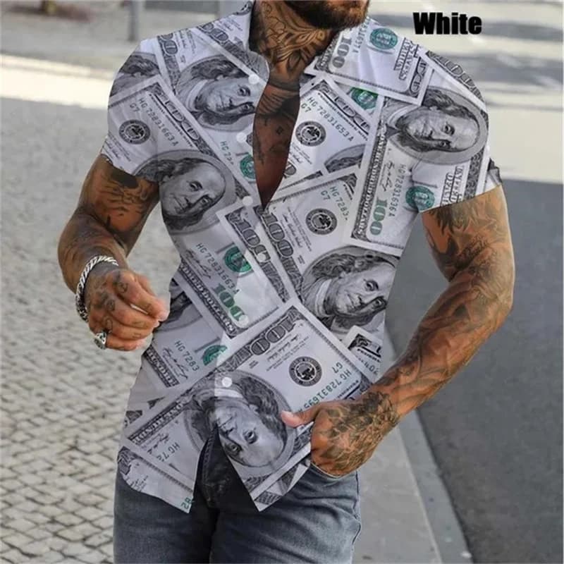 Camisas de manga corta con estampado 3D para hombre, camisa informal ajustada con botones, ropa de calle, Tops de verano