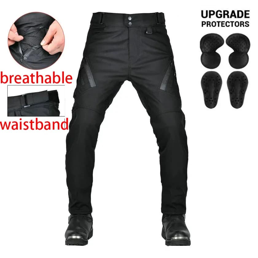 Pantalones de Motociclismo Impermeables para Todas las Estaciones, con Tiras Reflectantes, Cintura Ajustable, Protección para Rodillas y Cadera, para