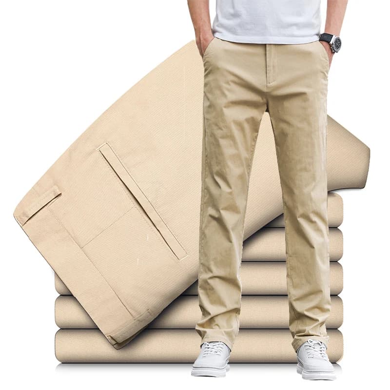 Primavera y verano, pantalones casuales cómodos elásticos para hombres, pantalones de moda coreana, pantalones de marca rectos sueltos y ventilados