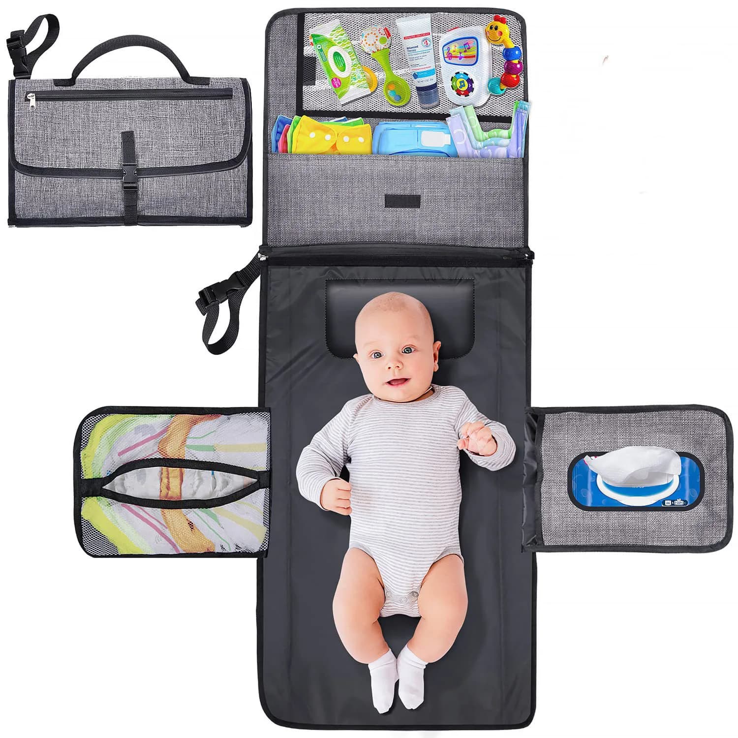 Cambiador de Pañales Plegable para Bebé, Impermeable, Portátil, para Recién Nacidos, Mesa de Cambio para Niños Pequeños, Bolsa de Pañales