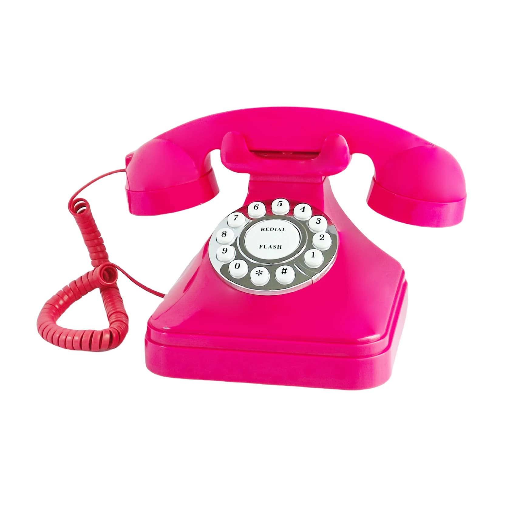 Teléfono retro, teléfono fijo con cable, teléfono vintage de los años 80, teléfono analógico de moda antigua para personas mayores con