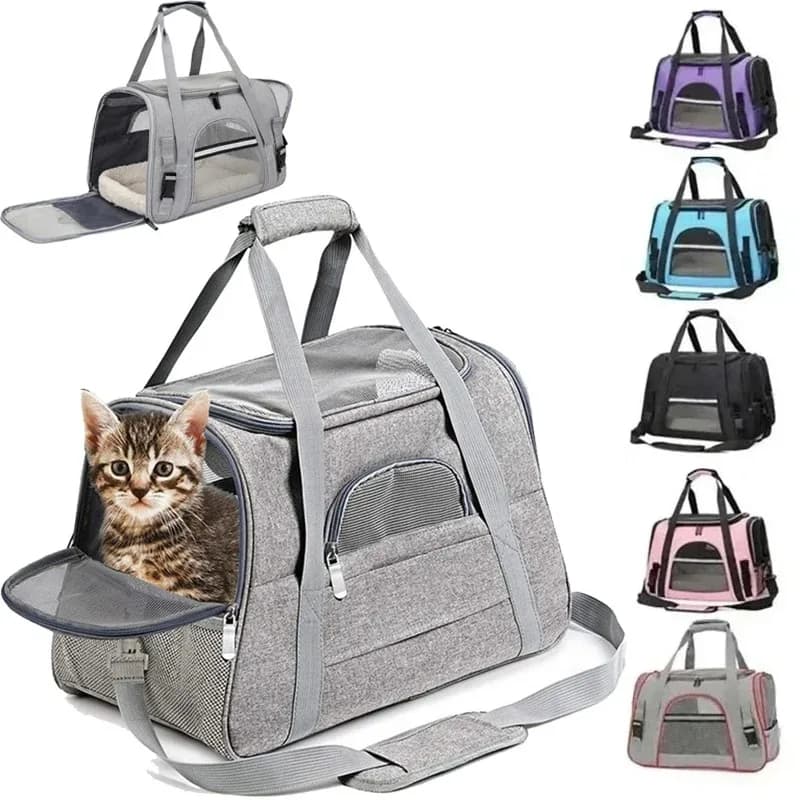 Mochila para transportar mascotas, bolso de hombro plegable y transpirable portátil, bolsas para transportar perros y gatos, bolso de viaje para
