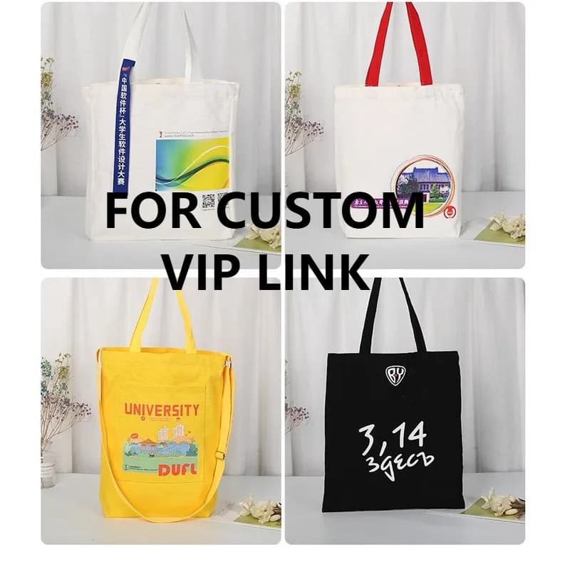 Enlace personalizado para la compra del bolso de asas de la lona de la personalización empaqueta el comprador VIP