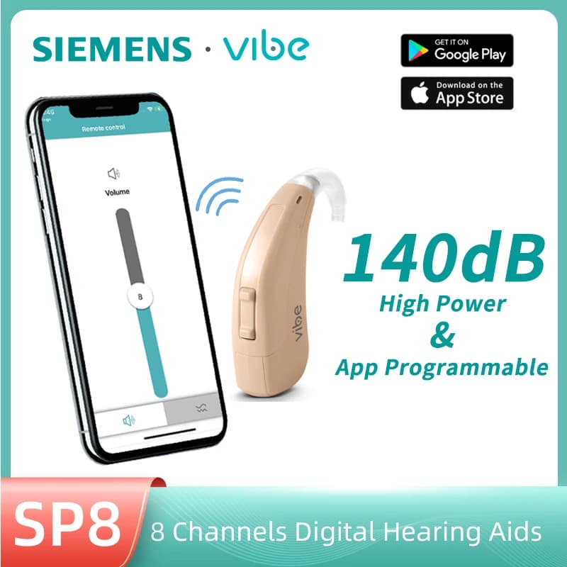 Audífonos Siemens Vibe 140db Super Power, audífono Digital de 8 canales para sordos severos a propund, audífonos programables con aplicación