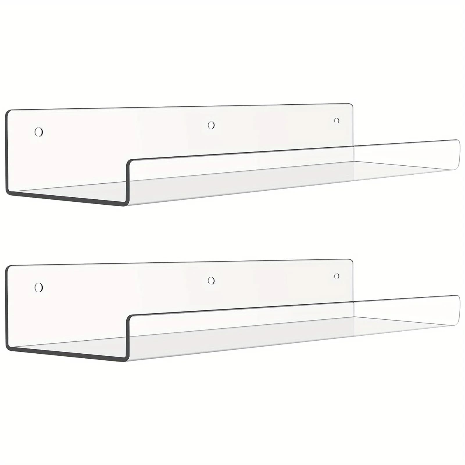 Estantes de pared flotantes de acrílico transparente, solución de almacenamiento versátil para dormitorio, sala de estar, baño y cocina, 2 uds.