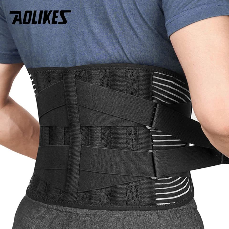 AOLIKES-soporte para espalda baja con 6 soportes, soporte lumbar ortopédico antideslizante, cinturón de soporte de cintura transpirable para aliviar