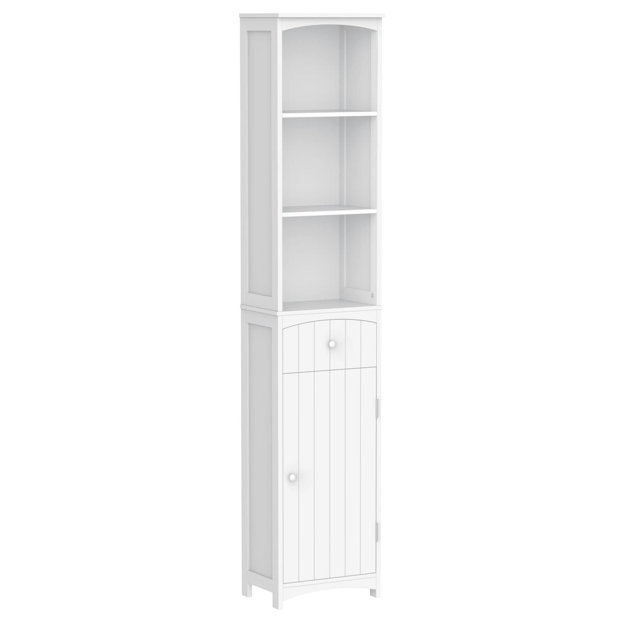 Mueble de baño HOMCOM, columna de almacenamiento para WC con estante y cajón, armario 34L x 24L x H cm Blanco