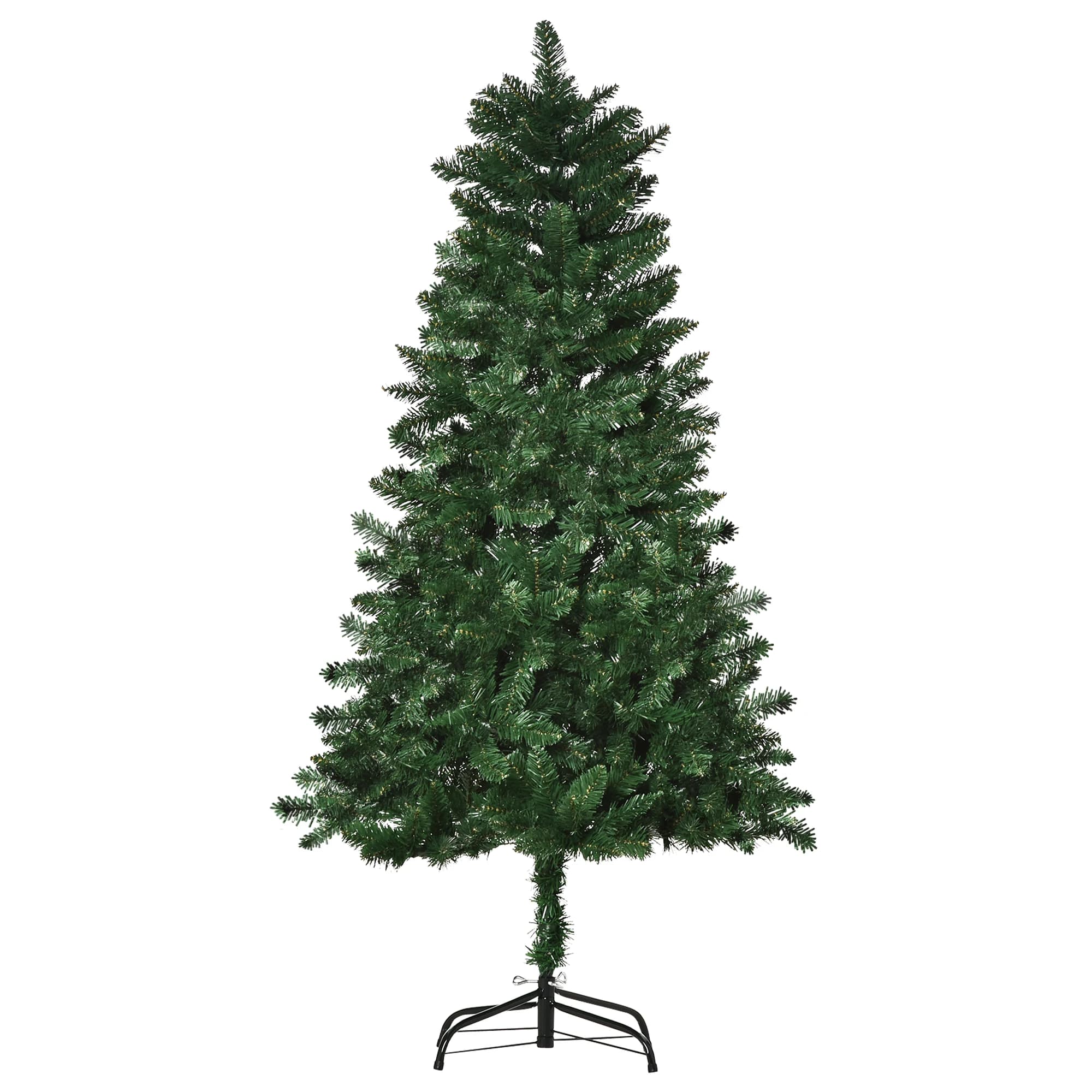 HOMCOM Árbol de Navidad Artificial 150 cm Ignífugo con 454 Ramas con 2 Tipos de Puntas de PVC y Soporte de Acero Interior Verde