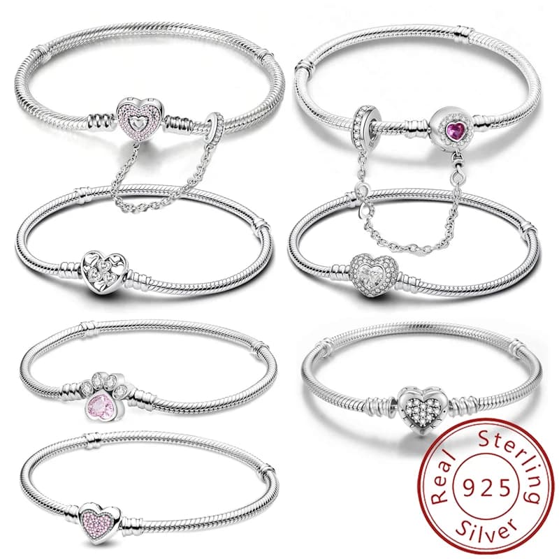 Pulsera de Plata de Ley 925 con Corazón y Garras, Personalizable, para Cuentas DIY, Compatible con Pulseras Originales, Joyería Fina, Regalo
