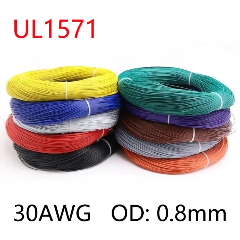 Cable electrónico de PVC UL1571 30AWG de 5 ~ 500M, Cable Flexible de 0,8mm de diámetro exterior, Cable LED ambiental de cobre estañado aislado,