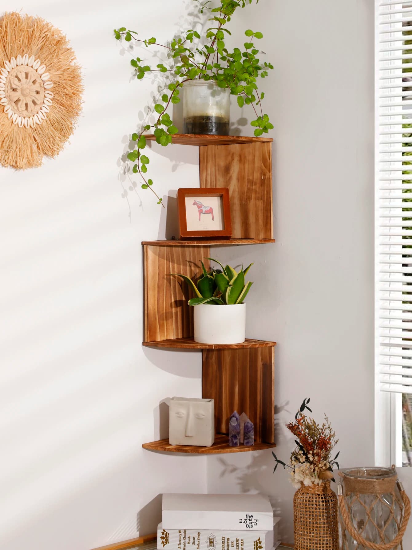 Estante esquinero de madera, estantes flotantes, estante de pared, estantería esquinera, organizadores de cocina para el hogar, almacenamiento,
