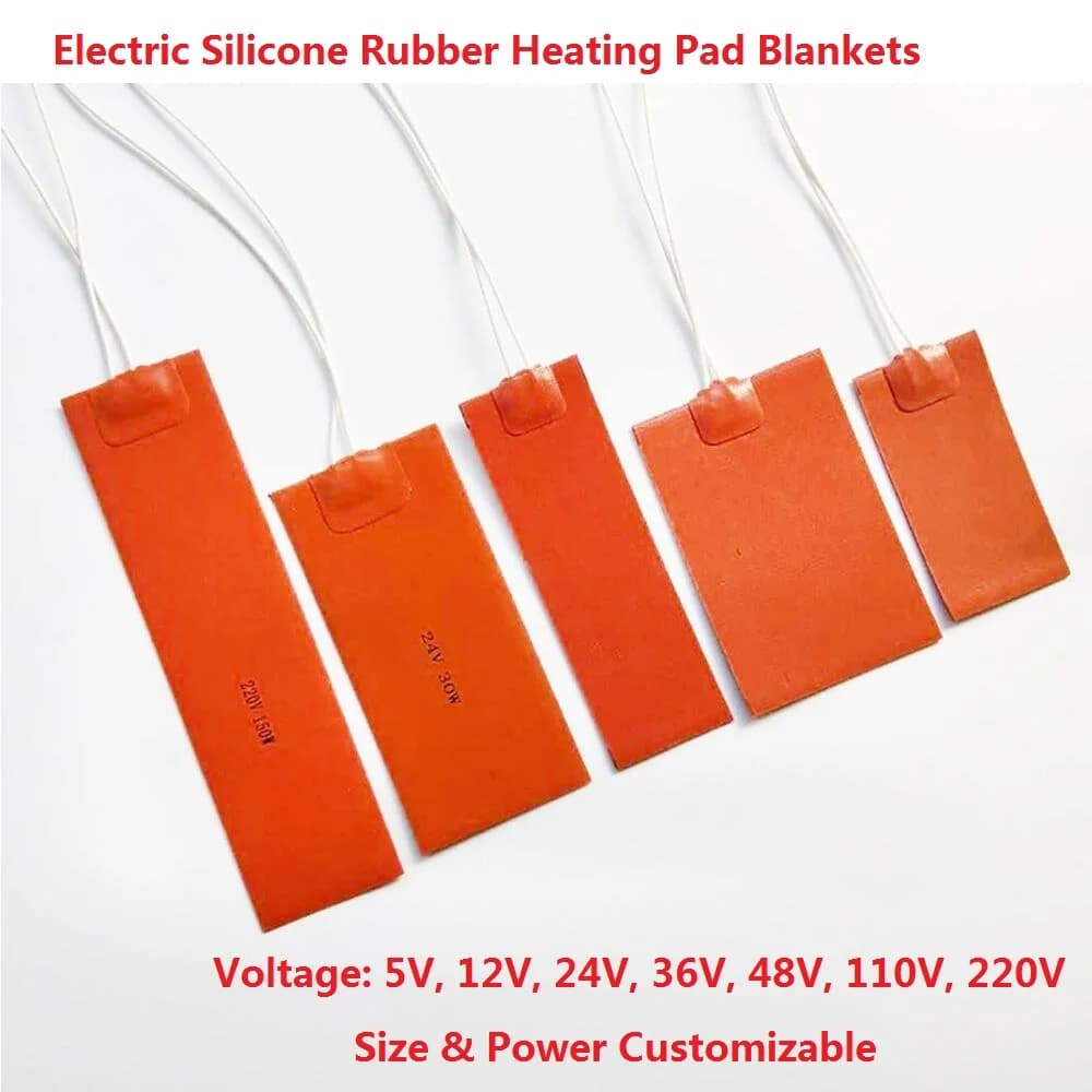 Almohadillas eléctricas de goma de silicona, 5V, 12V, 24V, 110V, 220V, 380V, mantas, pegatina, placa calefactora, estera, Flexible, impermeable,