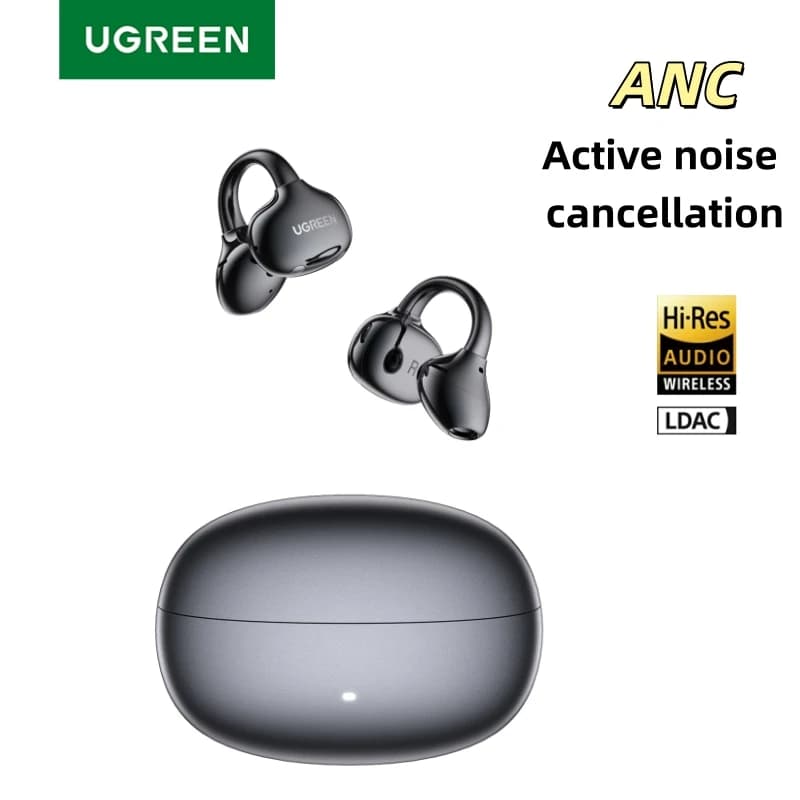 Auriculares inalámbricos de oído abierto Auriculares Bluetooth ANC Cancelación activa de ruido de doble retroalimentación, 32 horas de