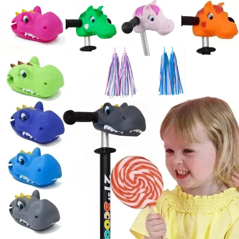 Manillar de patinete de juguete con cabeza de unicornio para niños, decoración de bicicleta, accesorios de bicicleta, regalos de cumpleaños, 1 ud.