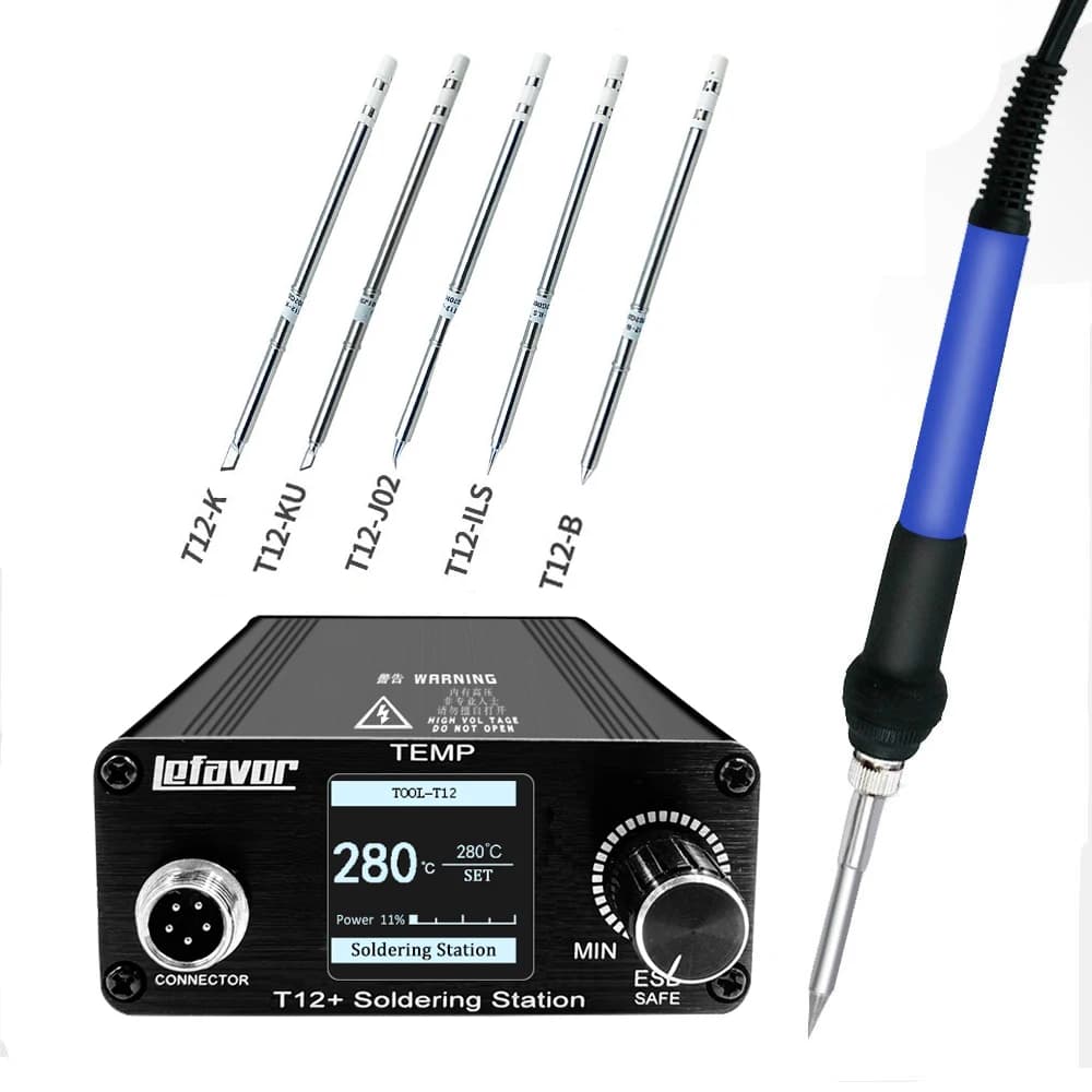 Estación de soldadura de hierro Digital T12 75W, estación de Reparación de soldadura, microcontrolador de control ajustable con temperatura