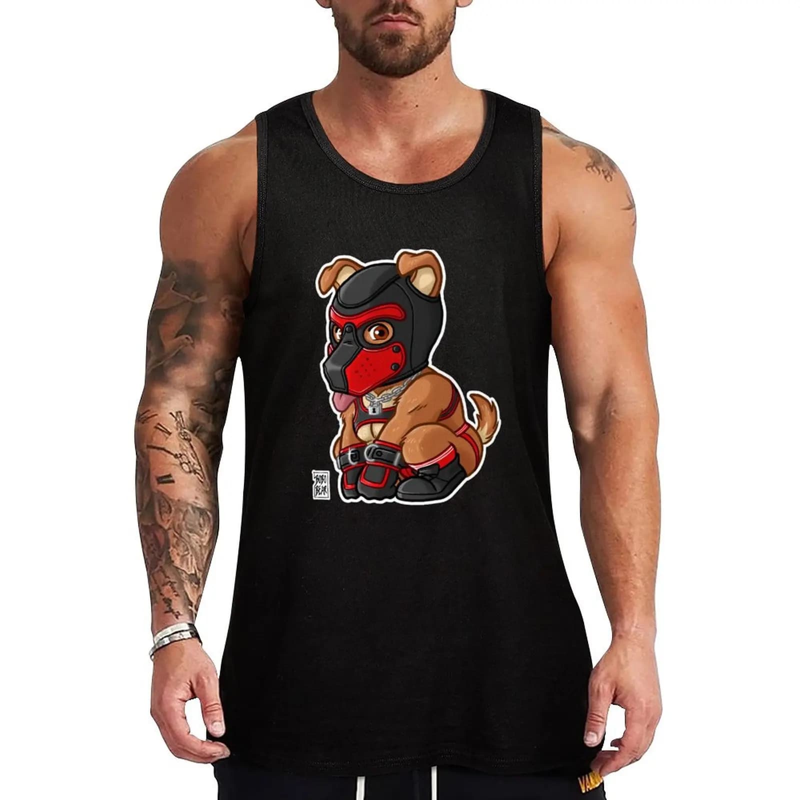 PLAYFUL PUPPY - MASK ROJO - SERIE BEARZOO Camiseta sin mangas camiseta muscular Chaleco masculino