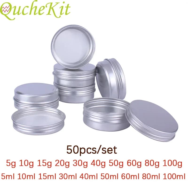 50 Uds 5g 10g 15g 20g 30g 40g 50g 60g 80g 100g frascos de aluminio de lata bálsamo labial contenedor de lata con tapa de rosca vela caja de latas de