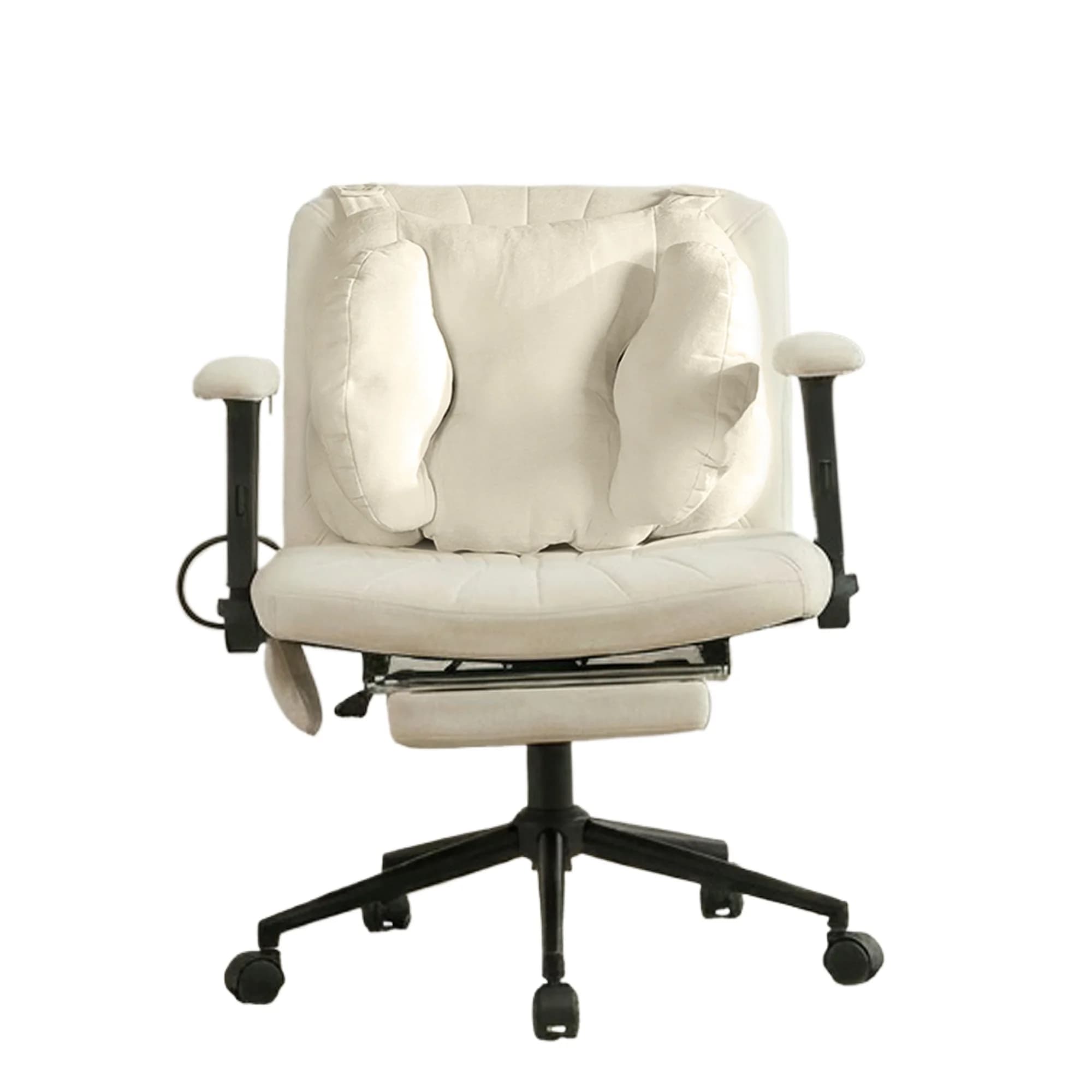 Silla de Oficina Giratoria, Tela Transpirable, Cojín Lumbar Inflable, Asiento Ancho con Apoyo para Piernas, Espuma de Doble Capa, Base de Acero y