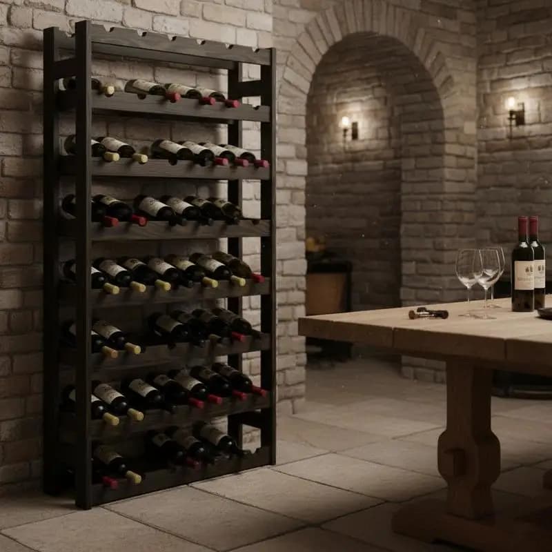 Estante para Vino de Madera Maciza de Pino Negro para 42 Botellas