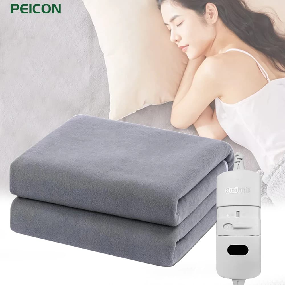 Manta calefactora eléctrica, termostato automático, calentador de doble cuerpo, colchón de cama, enchufe europeo, alfombras eléctricas calentadas