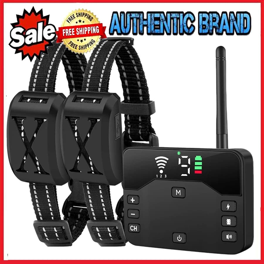 Valla eléctrica inalámbrica para perros 2 en 1, Collar de entrenamiento con descarga eléctrica, control remoto con pitido ajustable, vibración,
