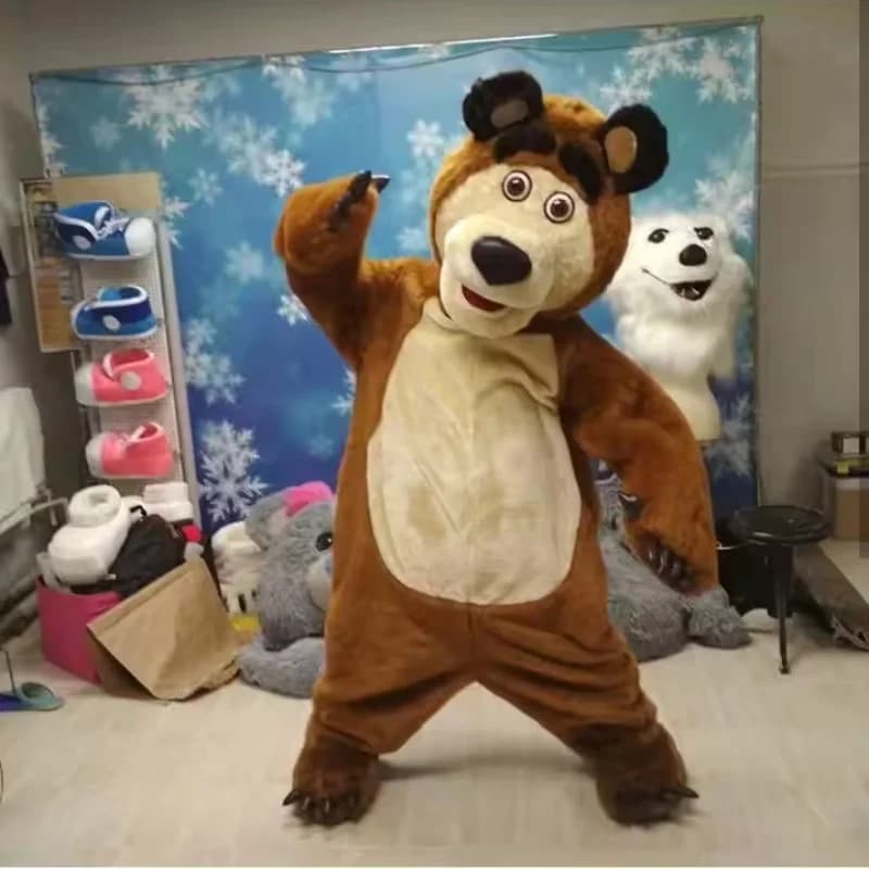 Disfraz de mascota oso Marsha de dibujos animados, disfraz de Marsha para niña adulta, traje de cuerpo completo, vestido elegante, ropa de