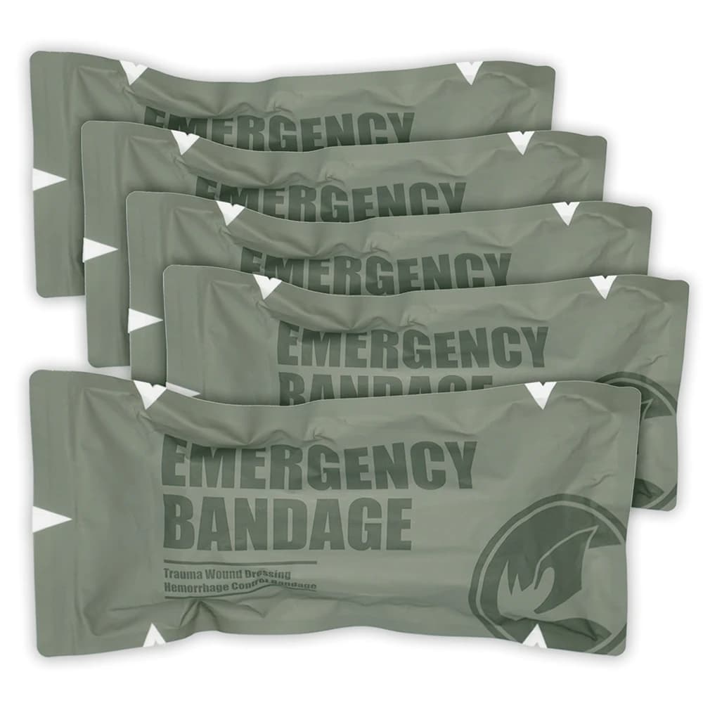 RHINO RESCUE - Vendaje de Presión de Emergencia de 4 y 6 Pulgadas, Kit IFAK para Heridas, Alta Elasticidad, Envasado al Vacío, Esenciales para