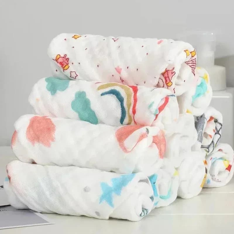Toallitas de algodón suave de 6 capas para bebé, paño para la cara, pañuelo, para baño, alimentación, lavado del rostro, paño de limpieza