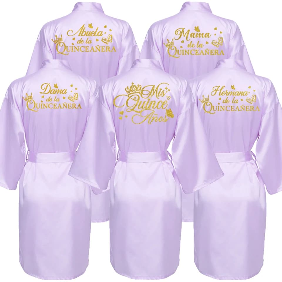 Robe Mis15 Años, batas de fiesta de cumpleaños para niña de 15 años, bata para quinceañeras, albornoz Mis XV, camisón sedoso