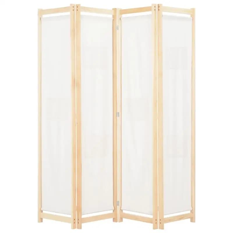 Parawan de 4 paneles, color crema, 160x170x4 cm, tela