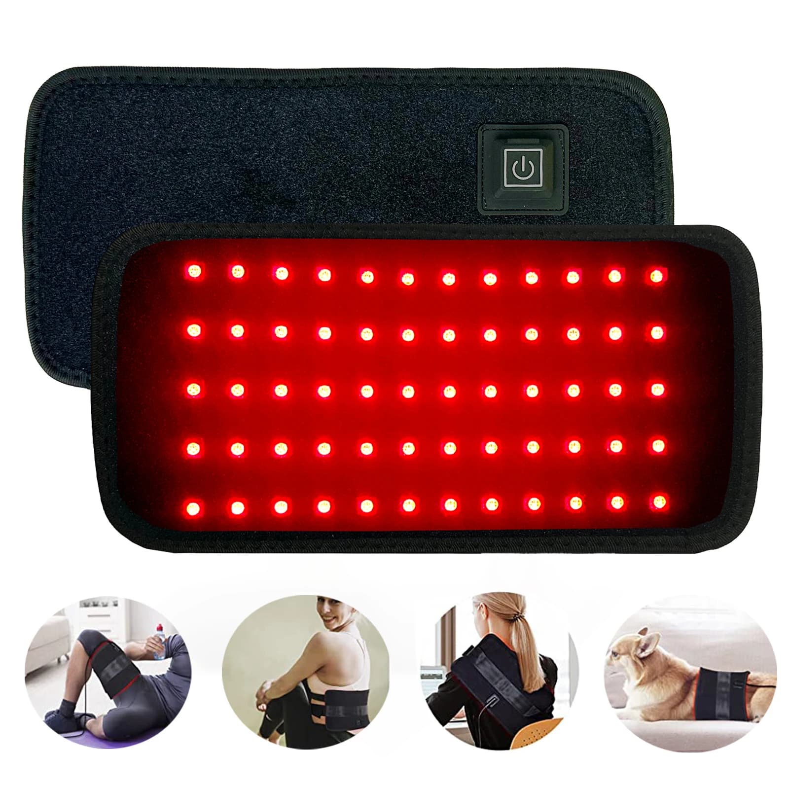 Cinturón de terapia de luz roja LED para aliviar el dolor, almohadilla de luz infrarroja roja de 660nm y 850nm para cintura, espalda, Abdomen,