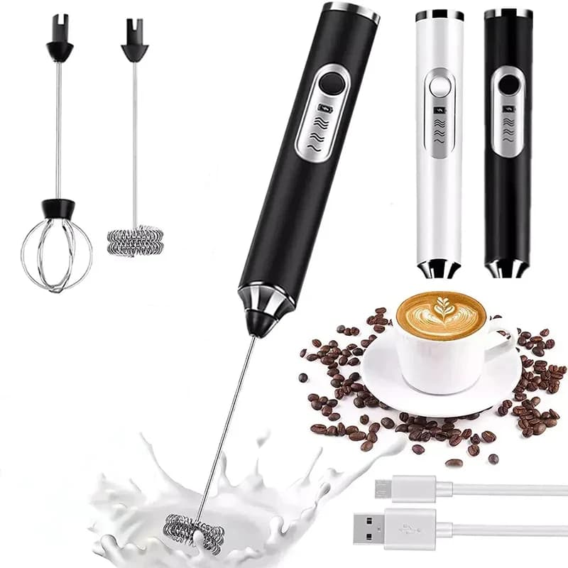 Espumador de leche eléctrico portátil, batidor de huevos USB, batidor de café manual, mezclador de espuma recargable, Espumador de leche para