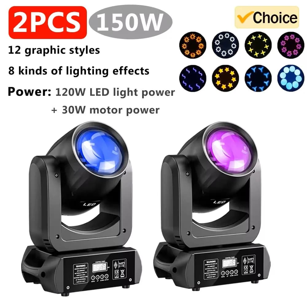 CHEGIT 2PCS 150W Luz de Discoteca Profesional con Patrón 8x8 DMX512 Activada por Sonido para DJ, Fiestas y Festivales
