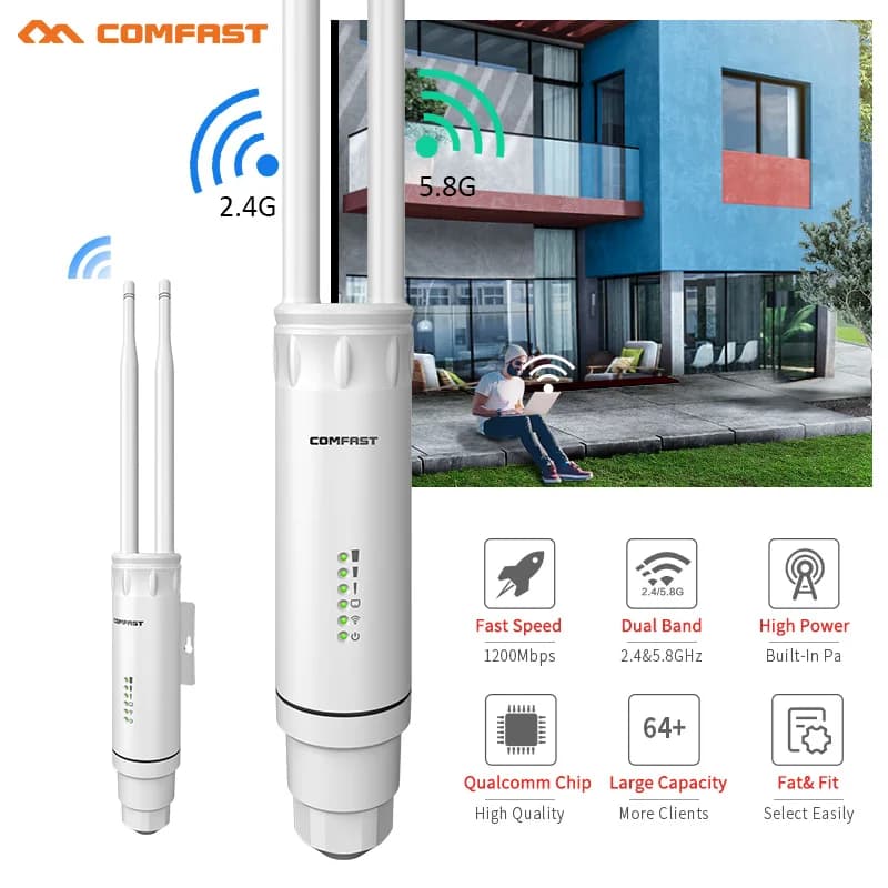 COMFAST AC1200/AC1300 enrutador AP para exteriores 2,4G/5G extensor de señal de largo alcance Dual Dand amplificador WiFi inalámbrico repetidor