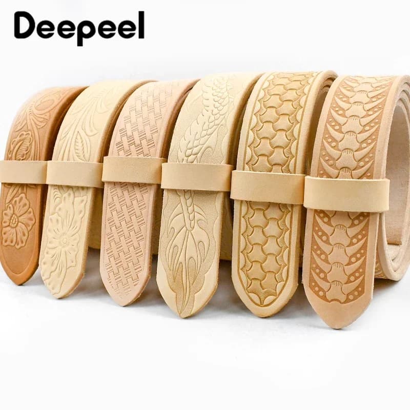 Cinturones con relieve Deepeel de 3,8 cm x 110/120cm, pretina de piel de vaca de primera capa, cinturón de cuero genuino para hombre, accesorios