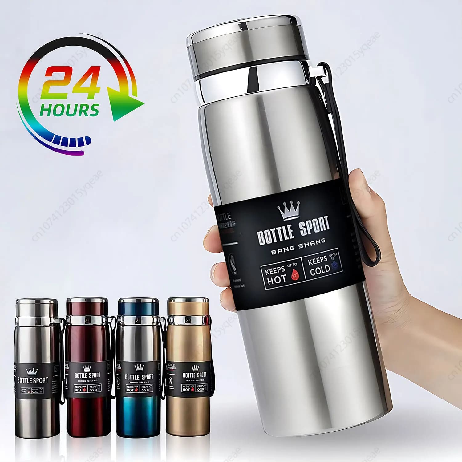 Botella de agua térmica de 1000ml, termo doble de acero inoxidable, taza aislada para café y té, a prueba de fugas para oficina