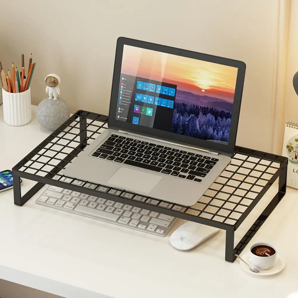 Rejilla de refrigeración para portátil, soporte de Base de pantalla portátil en blanco y negro, estante de almacenamiento para portátil de