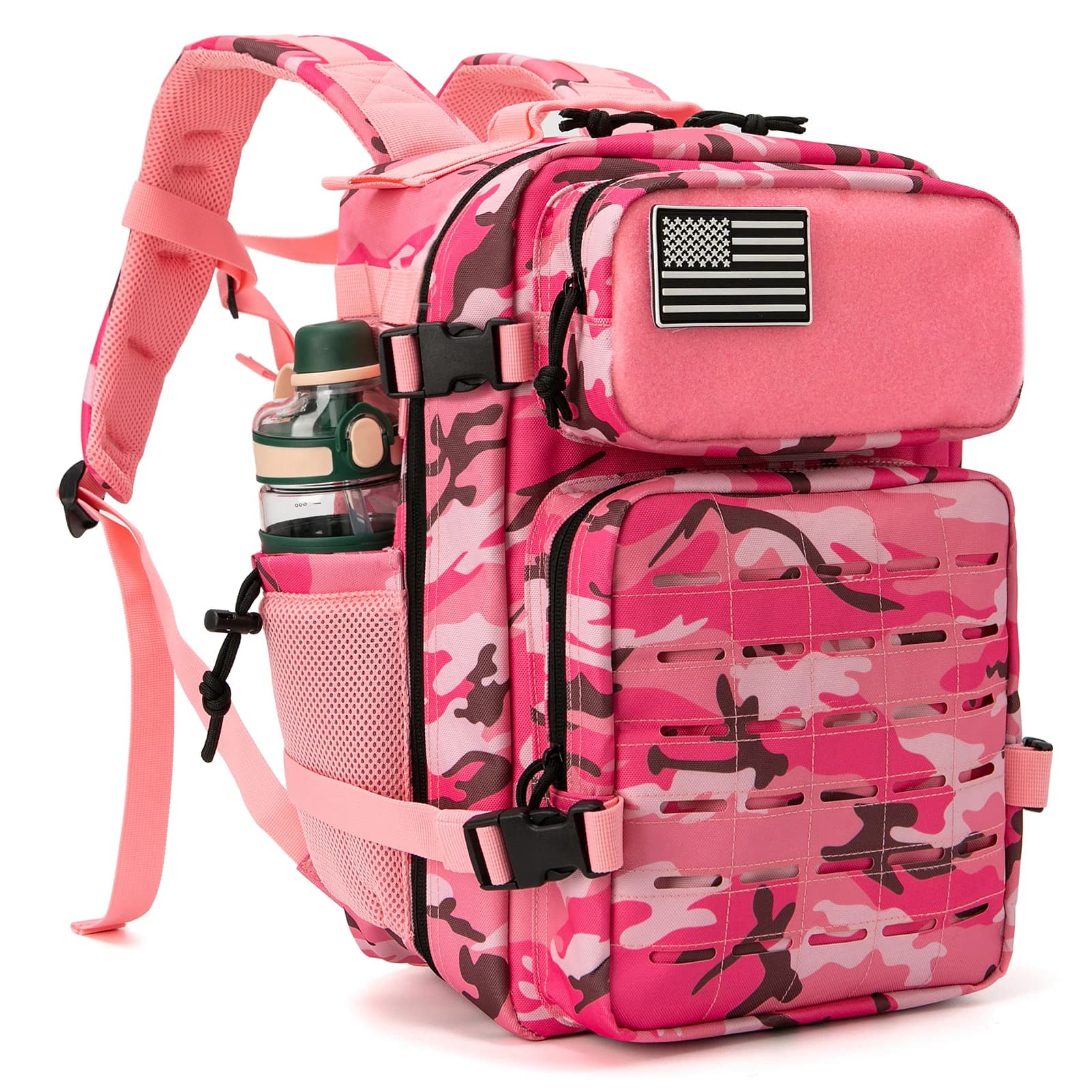 Mochila táctica de 25L/45L para mujeres/hombres, mochila de supervivencia Molle con corte láser, mochila escolar, mochila de gimnasio con portavasos