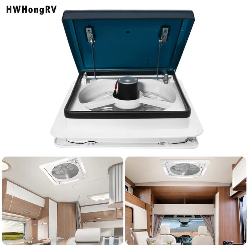 HWHONGRV Ventilador de ventilación RV con luz LED, ventilador de ventilación de techo RV Reversible de 5 velocidades, ventilador de ventilación de