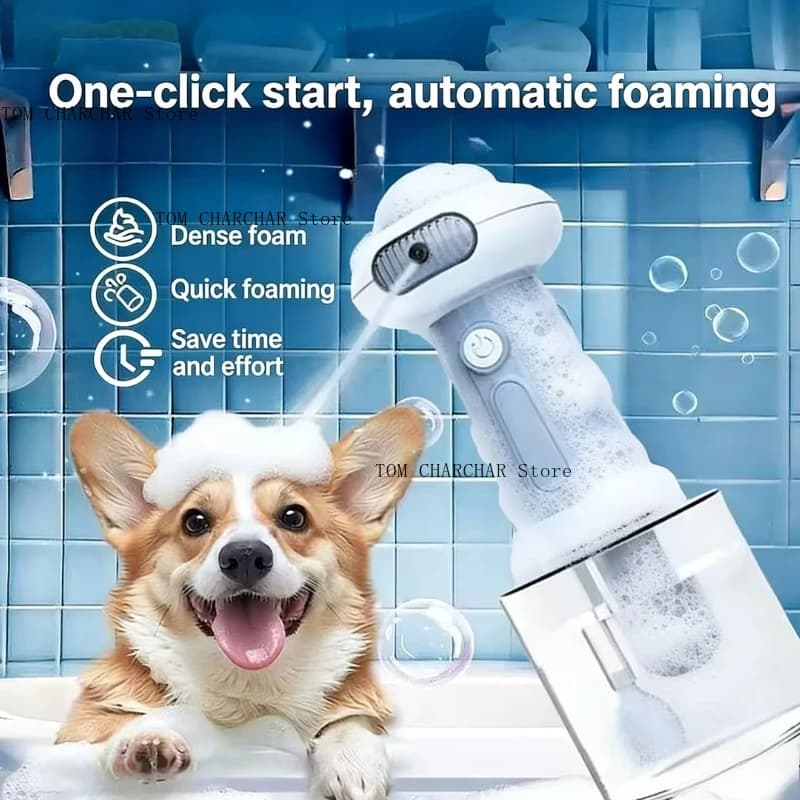 Dispensador Automático de Jabón en Espuma para Mascotas, Accesorios Inteligentes Recargables por USB para Bañar Perros y Gatos