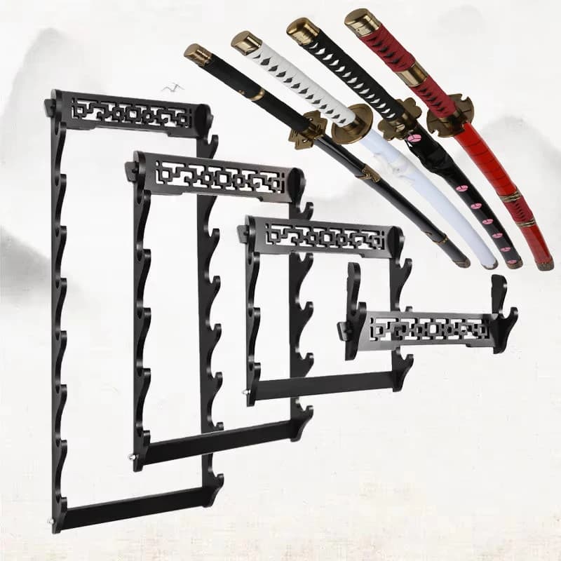 Soporte de estante de Katana de pared, soporte de espada samurái de sable de madera, organizador de decoración de estante de Katana japonés de