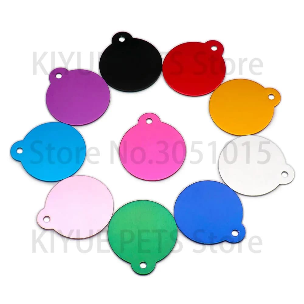 Placa colgante para identificación de mascotas, accesorio para llaveros de Collar redondo, etiqueta Para Nombre de cachorro y gato, venta al por