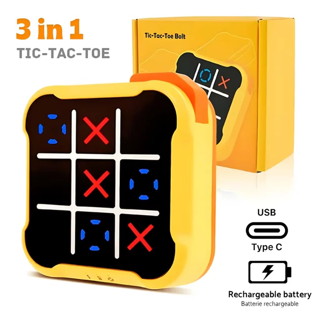 Juego de ajedrez con perno de TIC-TAC-TOE electrónico 3 en 1, rompecabezas multifuncional para niños, juguetes portátiles, juegos de mesa, regalos