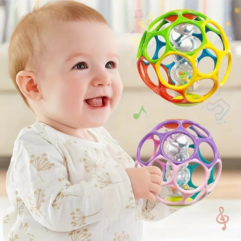 Sonajeros suaves con bola de agarre para bebé, juguete sensorial educativo para educación temprana, juguetes para bebé de Color aleatorio de 0 a 12