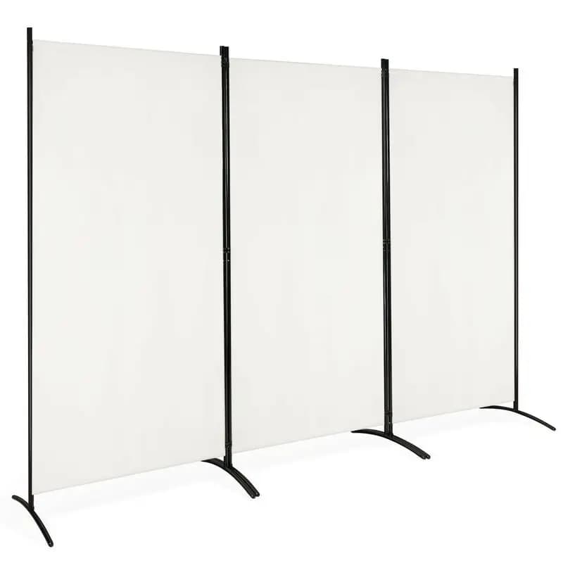 Divisor de Habitaciones de 3 Paneles, Biombo Plegable para Privacidad en Oficinas, Color Blanco