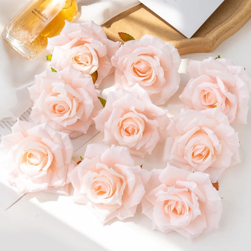 100 unidades, 10CM, venta al por mayor, flores artificiales para álbum de recortes, decoración navideña para el hogar, boda, jardín, arco de