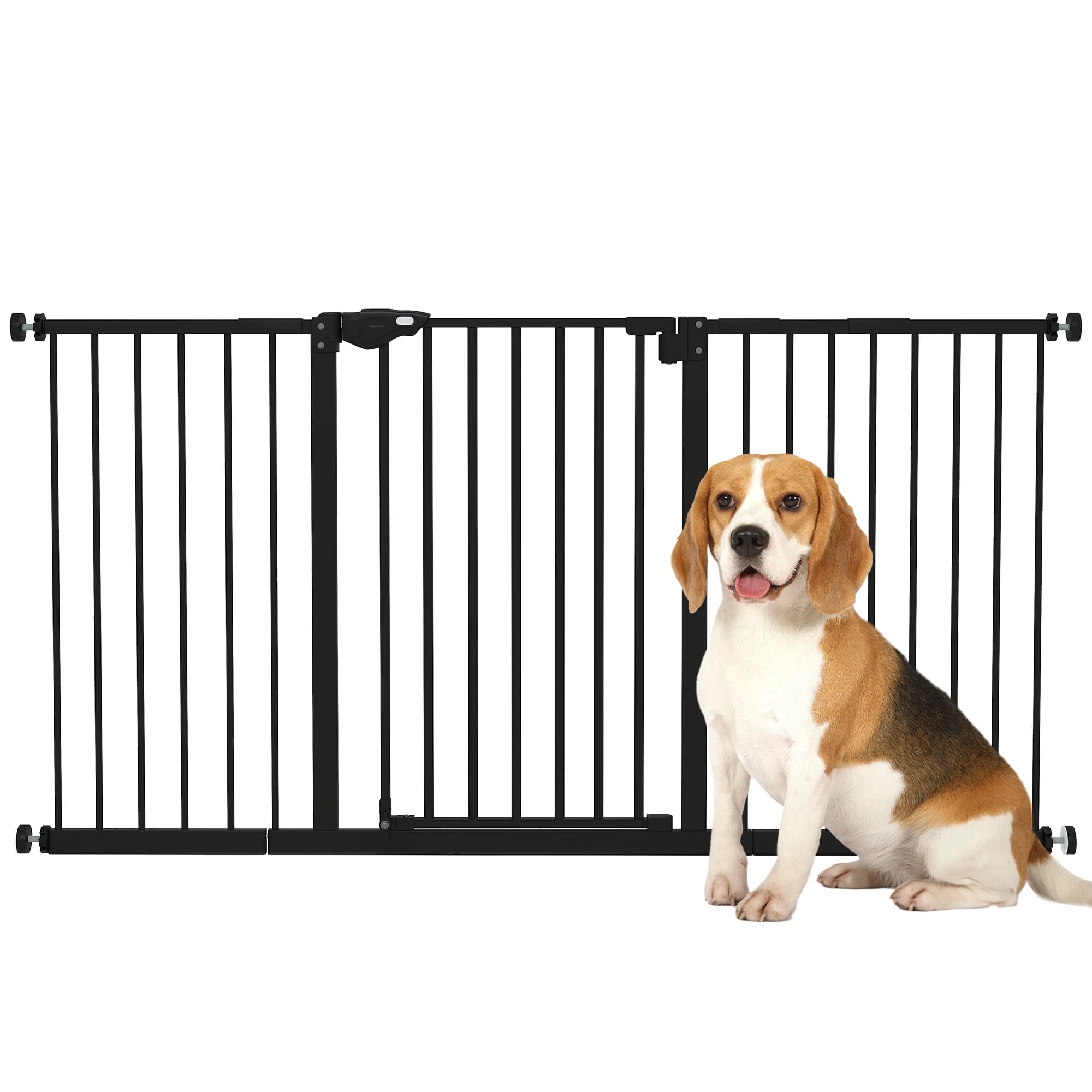 Corral para Perros con 3 Extensiones, Ancho Ajustable hasta 147.5 cm y Cierre Automático, Negro